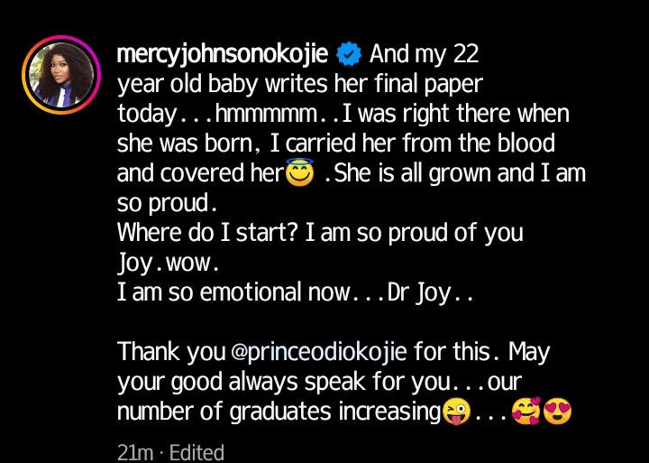 “My 22-year-old baby writes her final papers” – Actress, Mercy Johnson, Rejoices As her First Daughter Finish Her Degree(Photos) 3