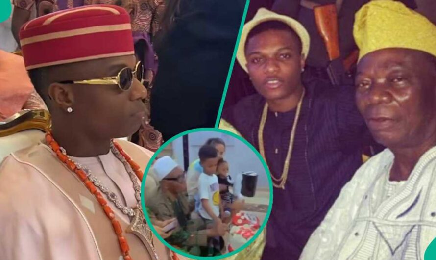 Wizkid Turns Cameraman As Jada P, Their Sons, Join Family Members at His Dad’s Parlour B’day Party