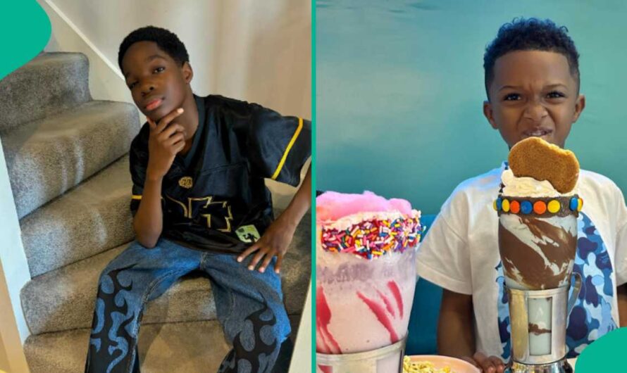 Wizkid’s 1st Son Bolu Gifts His Brother Zion Some Pounds Notes As He Marks 7th Birthday: “Ballers”