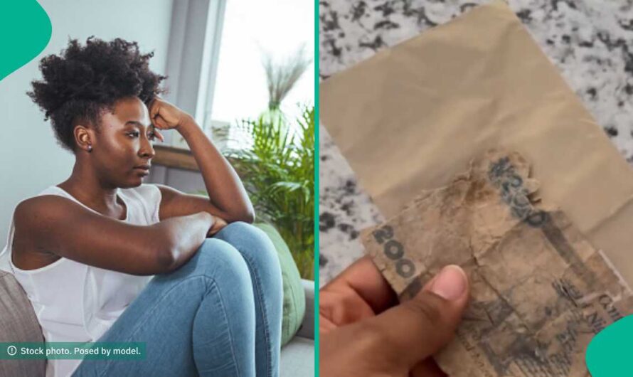 Newly Wedded Wife Displays Torn and Old N200 She Found in an Envelope as Her Wedding Gift