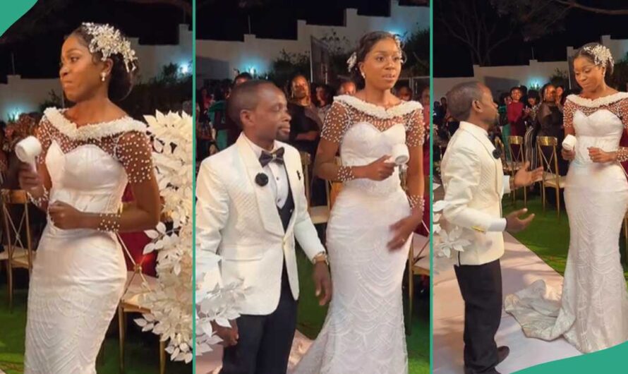 Bride With Charming Beauty Dances Gently With Her Husband on Wedding Day