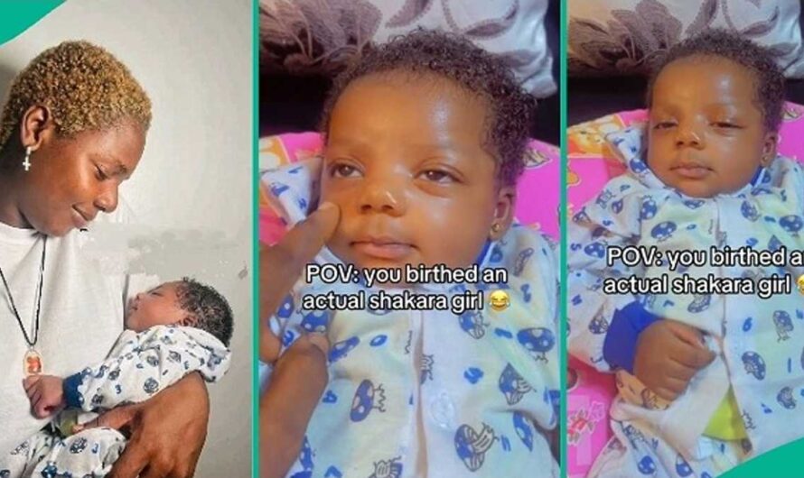 “I Gave Birth to Shakara Girl”: 3-Week-Old Baby’s Facial Expression Leaves Everyone in Awe