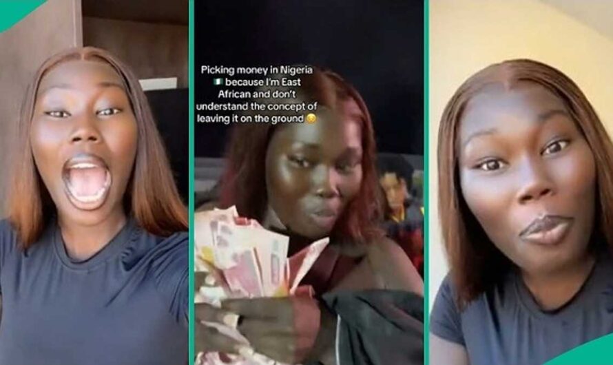 East African Lady Who Visited Nigeria Picks Money from Floor Happily At Event, Video Trends