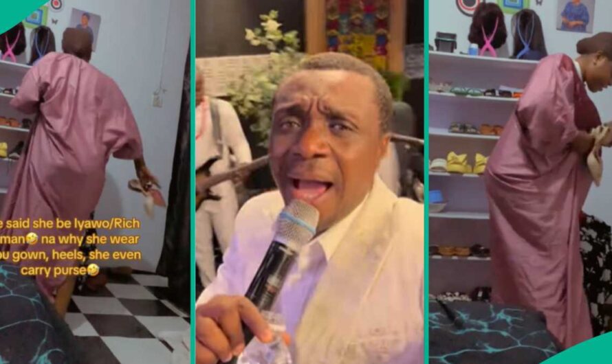 Lady Who Wants To Be a Rich Married Woman Wears Ring, Big Gown and Heels During Hallelujah Challenge