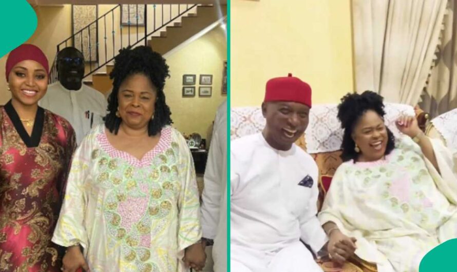 Regina Daniels Kneels to Greet Patience Jonathan As She Visits Their Home, Ex-First Lady Reacts