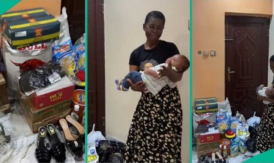 Lady Buys Shoes, Bag of Rice, Other Provisions to Appreciate Mum who Came for Omugwo, Video Trends