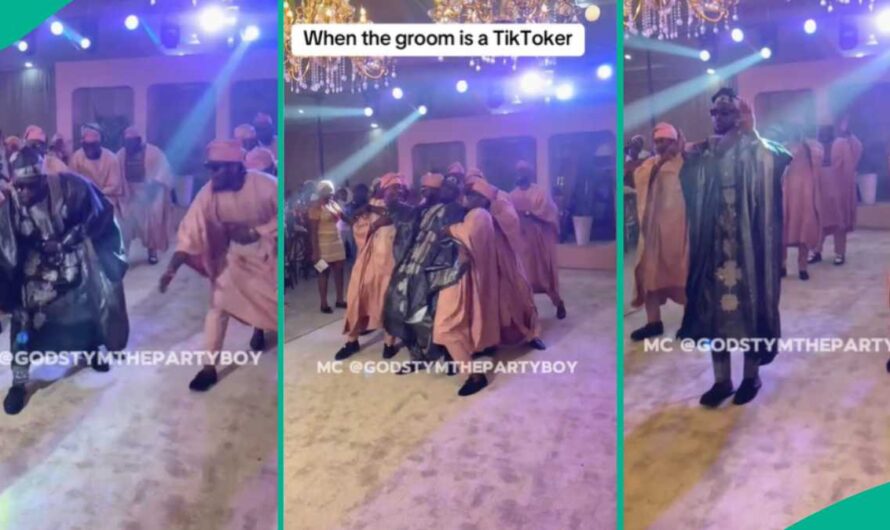 Groom and Men on ‘Agbada’ Perform Popular TikTok Dance Steps on Wedding Day, Fun Video Trends