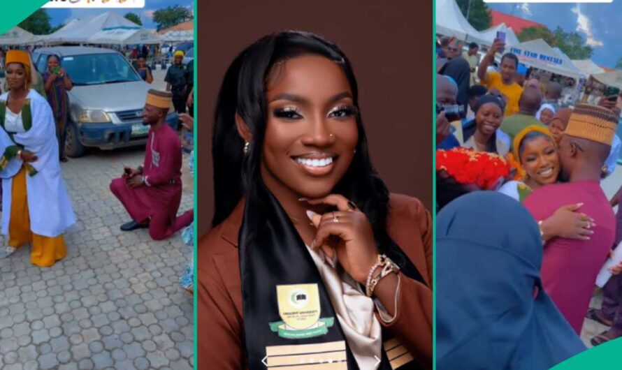 Lady Cries As Her Boyfriend Proposes To Her on Graduation Day, Emotional Video Trends