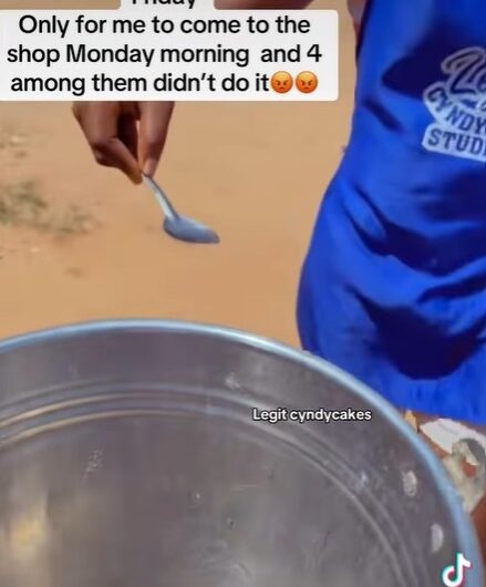 “Call me a w!cked boss” – Tongue wags as caterer d!sciplines apprentices with spoon-water fetching task for not completing the assignment (WATCH)