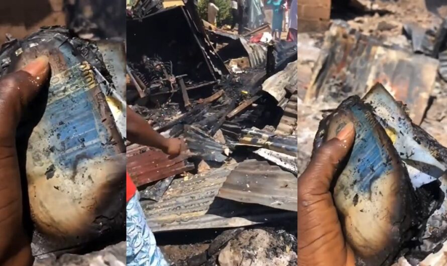 “Imagine he was saving his rent” – Man súffers l0ss as stack of ₦1,000 notes reduced to ashes after fire outbreak (WATCH)