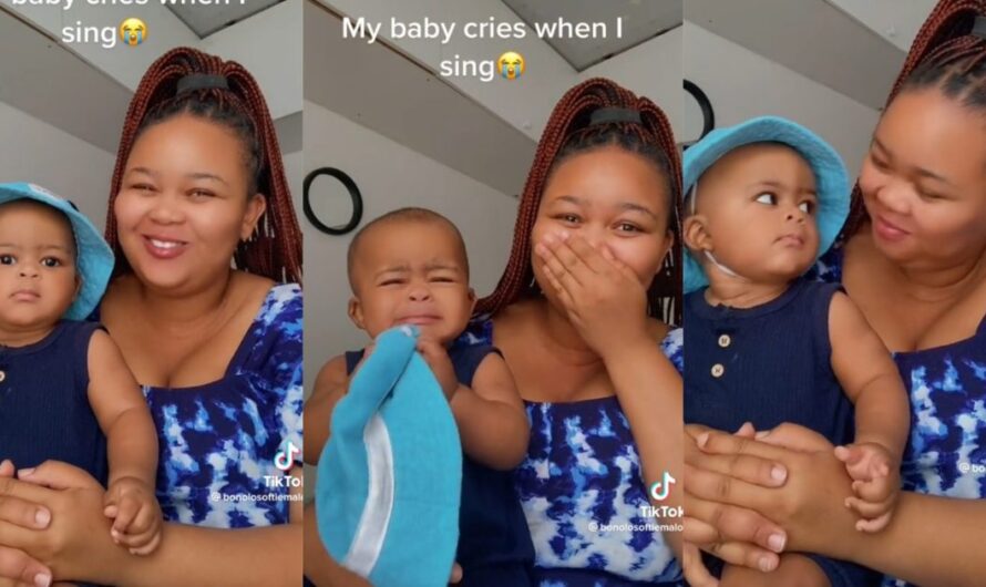 “My Baby Cry when I sing” – Little Baby’s Hilarious Reaction to Mom’s Singing Goes Viral (Watch)