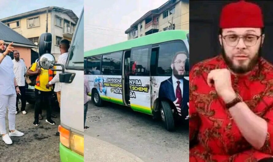 “Petrol too cost for the maintenance of that bust sir!” – People react as Alex mascot IKWECHEH donated school bus in Abîa state to regain pe0ple’s trust(Watch)