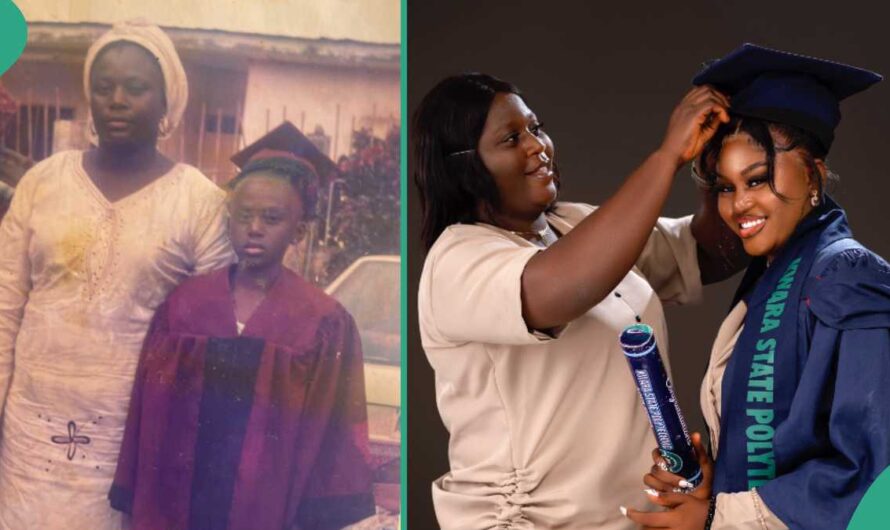 Kwara State Polytechnic Graduate Recreates Photo Taken With Her Mother Many Years Ago