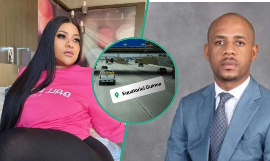 Baltasar Engonga: Nkechi Blessing Arrives Equatorial Guinea in Search of Finance Boss, Her BF Reacts