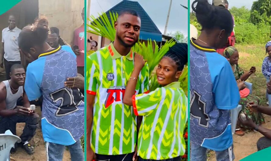 Young Nigerian Man Proposes to Girlfriend at Construction Site, She Happily Accepts in Viral Video