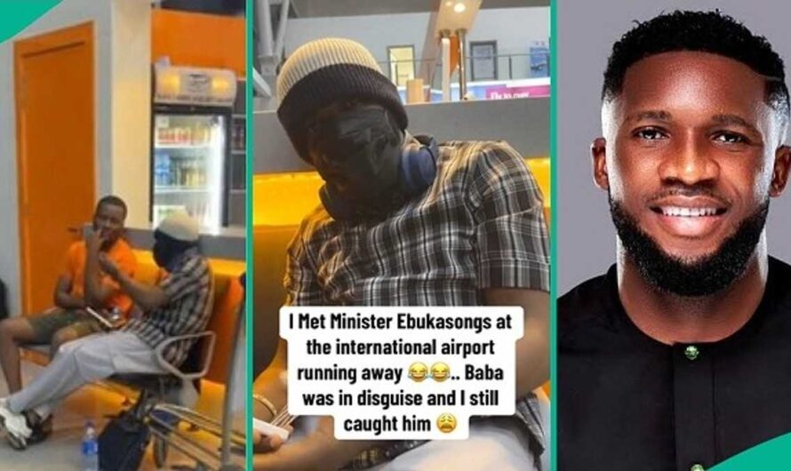 Lady Catches Popular Singer Ebuka Songs Disguising at Airport with Mask, Approaches Him in Video