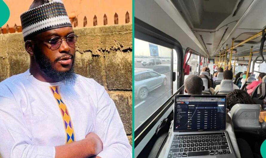 Photojournalist Turns Lagos BRT Bus to His Workspace, Describes it as Very Comfortable