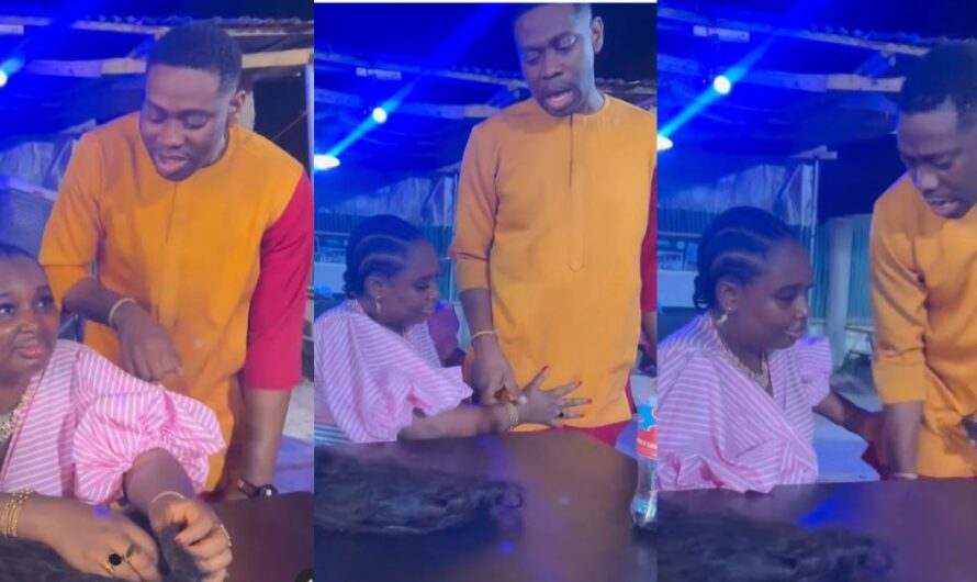 “What did I just watch” – Many react as actress Mo Bimpe publicly grabs her hubby Adedimeji Lateef private in new video (Watch)