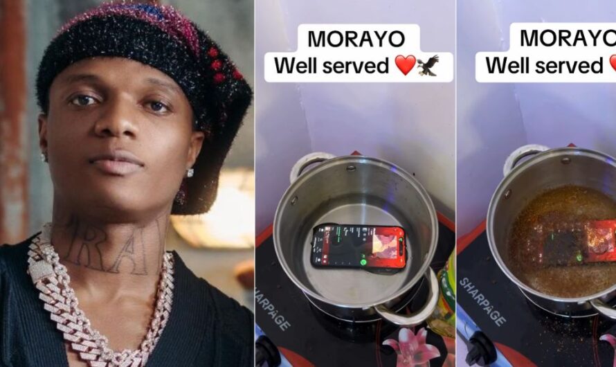 “Well served” – Video shows moment dedicated fan ‘cooks’ his iPhone in excitement after streaming Wizkid latest album Morayo (Watch)