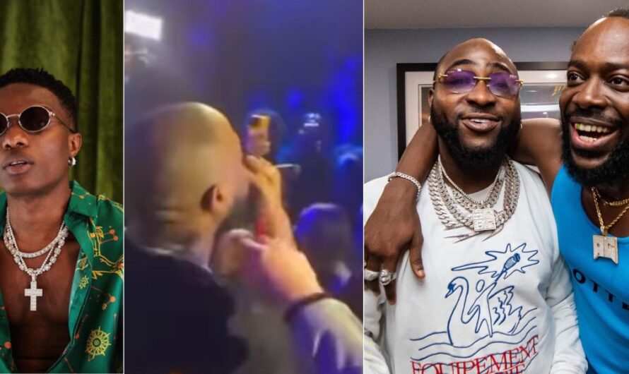 “Popsy no send him papa” – Reactions as video shows moment Davido avoided Wizkid name while singing his hit song with Adekunle Gold ‘High’ at recent event (Watch)